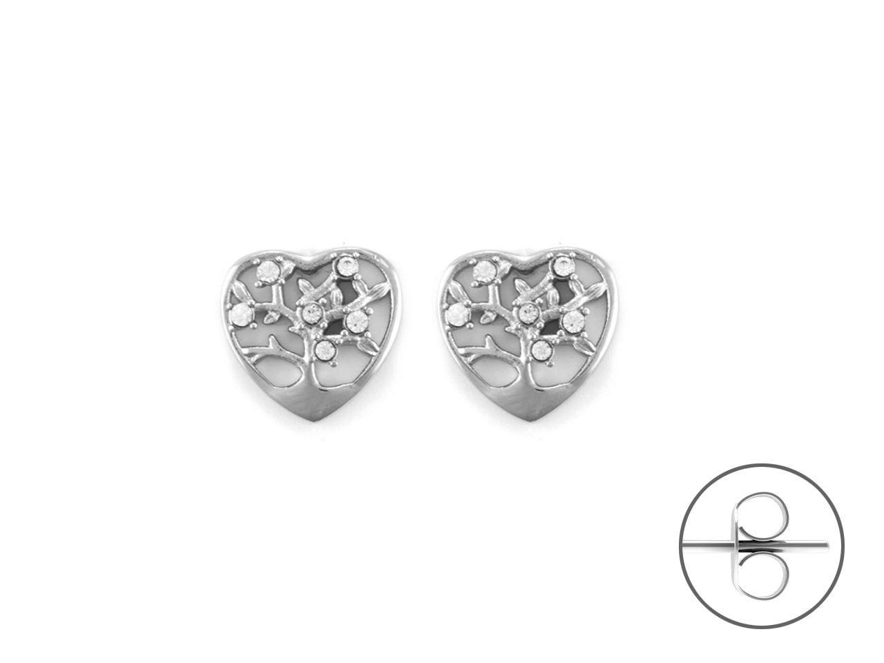 Orecchini Donna Acciaio 4US Cesare Paciotti Cuore Zirconi Albero Vita 4UOR6515W